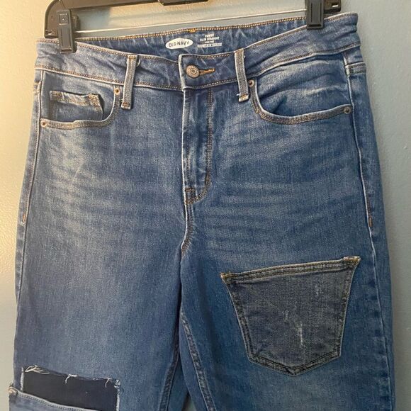 Old Navy Power Slim Straight Distressed High Rise Jeans 8 - Picture 2 of 7
